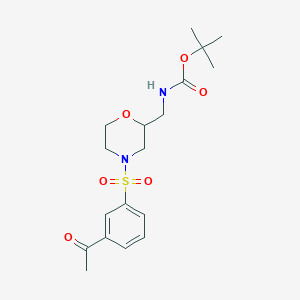 molecular formula C18H26N2O6S B13238607 tert-Butyl N-{[4-(3-acetylbenzenesulfonyl)morpholin-2-yl]methyl}carbamate 
