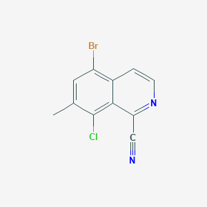 molecular formula C11H6BrClN2 B13238711 5-Bromo-8-chloro-7-methylisoquinoline-1-carbonitrile 