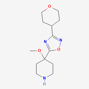 molecular formula C13H21N3O3 B13238758 4-Methoxy-4-[3-(oxan-4-yl)-1,2,4-oxadiazol-5-yl]piperidine 