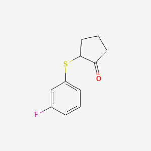molecular formula C11H11FOS B13238799 2-[(3-Fluorophenyl)sulfanyl]cyclopentan-1-one 