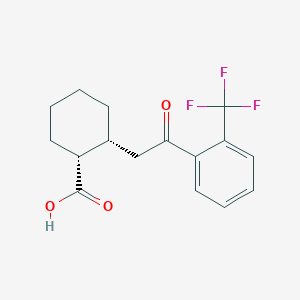 molecular formula C16H17F3O3 B1323884 cis-2-[2-Oxo-2-(2-trifluoromethylphenyl)ethyl]cyclohexane-1-carboxylic acid CAS No. 736136-50-8