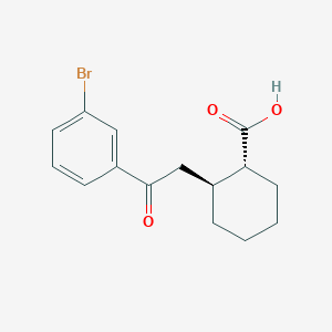 molecular formula C15H17BrO3 B1323889 trans-2-[2-(3-Bromophenyl)-2-oxoethyl]cyclohexane-1-carboxylic acid CAS No. 735274-85-8