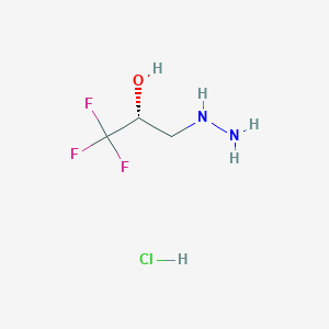 molecular formula C3H8ClF3N2O B13238924 (2R)-1,1,1-trifluoro-3-hydrazinylpropan-2-ol hydrochloride 