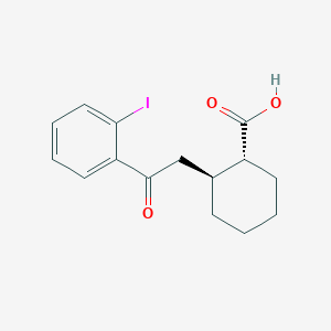 molecular formula C15H17IO3 B1323896 trans-2-[2-(2-Iodophenyl)-2-oxoethyl]cyclohexane-1-carboxylic acid CAS No. 735274-95-0