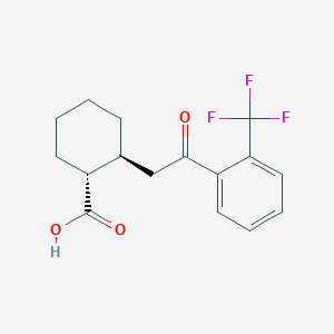 molecular formula C16H17F3O3 B1323897 trans-2-[2-Oxo-2-(2-trifluoromethylphenyl)ethyl]cyclohexane-1-carboxylic acid CAS No. 735274-98-3