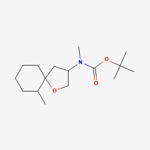 molecular formula C16H29NO3 B13238990 tert-Butyl N-methyl-N-{6-methyl-1-oxaspiro[4.5]decan-3-yl}carbamate 