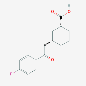 molecular formula C15H17FO3 B1323901 cis-3-[2-(4-Fluorophenyl)-2-oxoethyl]cyclohexane-1-carboxylic acid 