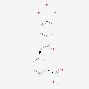 molecular formula C16H17F3O3 B1323904 cis-3-[2-Oxo-2-(4-trifluoromethylphenyl)ethyl]cyclohexane-1-carboxylic acid 