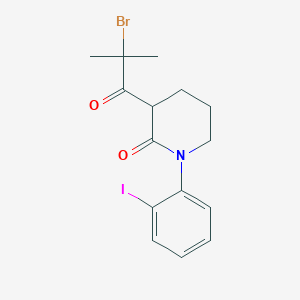 molecular formula C15H17BrINO2 B13239091 3-(2-Bromo-2-methylpropanoyl)-1-(2-iodophenyl)piperidin-2-one 