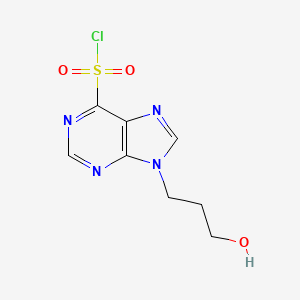 molecular formula C8H9ClN4O3S B13239128 9-(3-Hydroxypropyl)-9H-purine-6-sulfonyl chloride 
