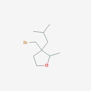 molecular formula C10H19BrO B13239162 3-(Bromomethyl)-2-methyl-3-(2-methylpropyl)oxolane 