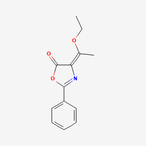 molecular formula C13H13NO3 B13239212 4-(1-Ethoxyethylidene)-2-phenyl-4,5-dihydro-1,3-oxazol-5-one 