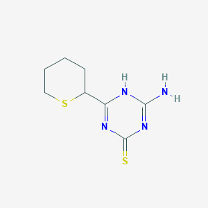 molecular formula C8H12N4S2 B13239257 4-Amino-6-(thian-2-YL)-1,3,5-triazine-2-thiol 