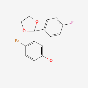 molecular formula C16H14BrFO3 B1323947 2-Bromo-4'-fluoro-5-methoxybenzophenone ethylene ketal CAS No. 760192-89-0