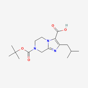 molecular formula C16H25N3O4 B13239493 7-[(tert-Butoxy)carbonyl]-2-(2-methylpropyl)-5H,6H,7H,8H-imidazo[1,2-a]pyrazine-3-carboxylic acid 