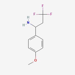molecular formula C10H12F3NO B13239585 3,3,3-Trifluoro-1-(4-methoxyphenyl)propan-1-amine 