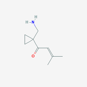 molecular formula C9H15NO B13239592 1-[1-(Aminomethyl)cyclopropyl]-3-methylbut-2-en-1-one 