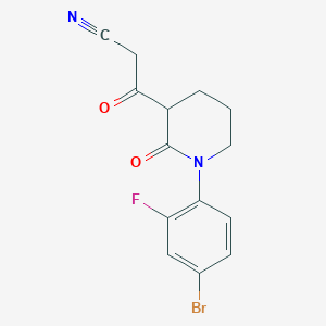 molecular formula C14H12BrFN2O2 B13239684 3-[1-(4-Bromo-2-fluorophenyl)-2-oxopiperidin-3-yl]-3-oxopropanenitrile 