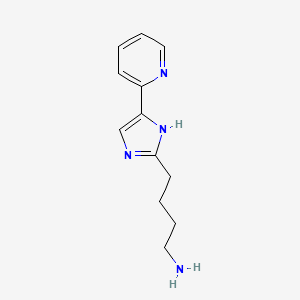 molecular formula C12H16N4 B13239743 4-[5-(Pyridin-2-yl)-1H-imidazol-2-yl]butan-1-amine 