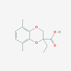 molecular formula C13H16O4 B13239794 2-Ethyl-5,8-dimethyl-2,3-dihydro-1,4-benzodioxine-2-carboxylic acid 