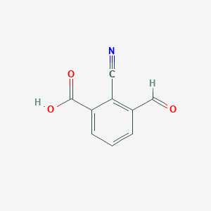 molecular formula C9H5NO3 B13239830 2-Cyano-3-formylbenzoic acid 