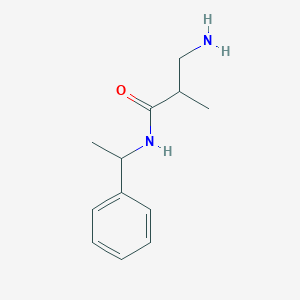 molecular formula C12H18N2O B13239840 3-amino-2-methyl-N-(1-phenylethyl)propanamide 