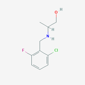 molecular formula C10H13ClFNO B13239846 2-{[(2-Chloro-6-fluorophenyl)methyl]amino}propan-1-ol 