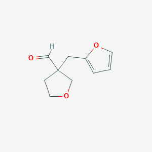 molecular formula C10H12O3 B13239885 3-(Furan-2-ylmethyl)oxolane-3-carbaldehyde 