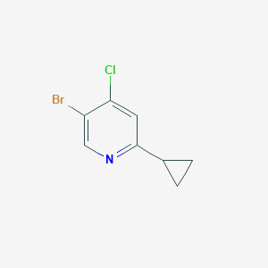 molecular formula C8H7BrClN B13240045 5-Bromo-4-chloro-2-cyclopropylpyridine 