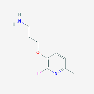 molecular formula C9H13IN2O B13240056 3-(3-Aminopropoxy)-2-iodo-6-methylpyridine 