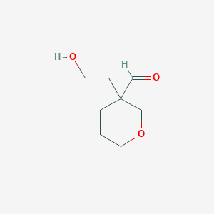 molecular formula C8H14O3 B13240063 3-(2-Hydroxyethyl)oxane-3-carbaldehyde 