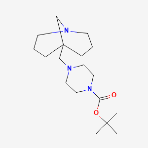molecular formula C18H33N3O2 B13240089 tert-Butyl 4-({1-azabicyclo[3.3.1]nonan-5-yl}methyl)piperazine-1-carboxylate 