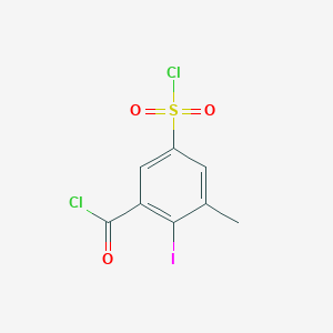 molecular formula C8H5Cl2IO3S B13240124 5-(Chlorosulfonyl)-2-iodo-3-methylbenzoyl chloride 