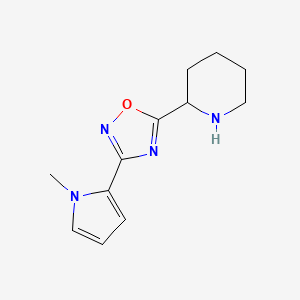 molecular formula C12H16N4O B13240155 3-(1-methyl-1H-pyrrol-2-yl)-5-(piperidin-2-yl)-1,2,4-oxadiazole 