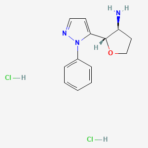 molecular formula C13H17Cl2N3O B13240228 (2S,3S)-2-(1-Phenyl-1H-pyrazol-5-yl)oxolan-3-amine dihydrochloride 