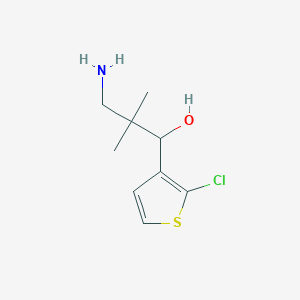 molecular formula C9H14ClNOS B13240333 3-Amino-1-(2-chlorothiophen-3-yl)-2,2-dimethylpropan-1-ol 