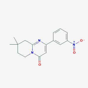 molecular formula C16H17N3O3 B13240346 8,8-Dimethyl-2-(3-nitrophenyl)-4H,6H,7H,8H,9H-pyrido[1,2-a]pyrimidin-4-one 