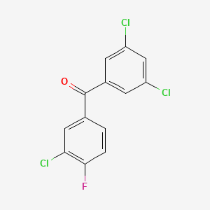molecular formula C13H6Cl3FO B1324035 4-氟-3,3',5'-三氯苯甲酮 CAS No. 951890-36-1