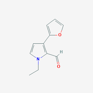 molecular formula C11H11NO2 B13240412 1-Ethyl-3-(furan-2-yl)-1H-pyrrole-2-carbaldehyde 
