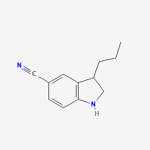 molecular formula C12H14N2 B13240428 3-Propyl-2,3-dihydro-1H-indole-5-carbonitrile 