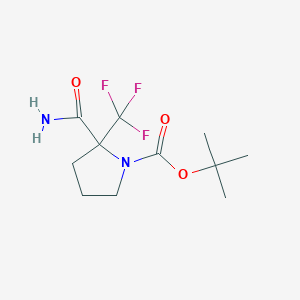 molecular formula C11H17F3N2O3 B13240586 tert-Butyl 2-carbamoyl-2-(trifluoromethyl)pyrrolidine-1-carboxylate 
