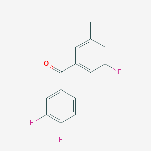 molecular formula C14H9F3O B1324062 3,3',4-Trifluoro-5'-methylbenzophenone CAS No. 951886-91-2