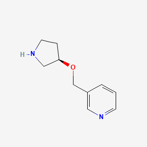 molecular formula C10H14N2O B13240688 3-{[(3R)-pyrrolidin-3-yloxy]methyl}pyridine 