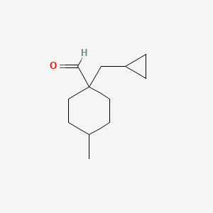 molecular formula C12H20O B13240693 1-(Cyclopropylmethyl)-4-methylcyclohexane-1-carbaldehyde 