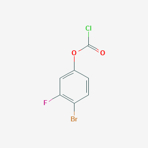 molecular formula C7H3BrClFO2 B13240774 4-Bromo-3-fluorophenyl chloroformate 