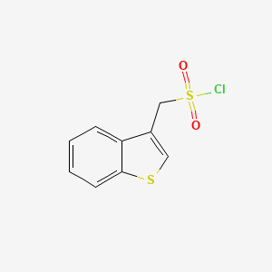 molecular formula C9H7ClO2S2 B13240840 1-Benzothiophen-3-ylmethanesulfonyl chloride 