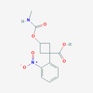 molecular formula C13H14N2O6 B13240847 (1S,3s)-3-[(methylcarbamoyl)oxy]-1-(2-nitrophenyl)cyclobutane-1-carboxylic acid 