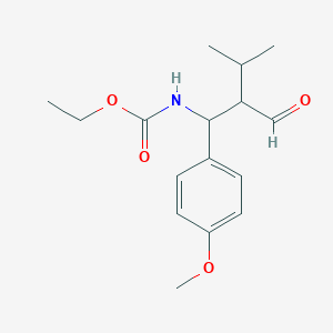 molecular formula C16H23NO4 B13240865 ethyl N-[1-(4-methoxyphenyl)-3-oxo-2-(propan-2-yl)propyl]carbamate 