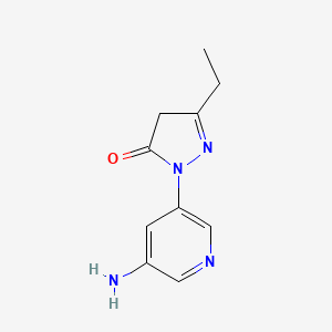 molecular formula C10H12N4O B13240938 1-(5-Aminopyridin-3-yl)-3-ethyl-4,5-dihydro-1H-pyrazol-5-one 