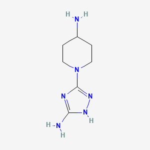 molecular formula C7H14N6 B13241067 1-(5-Amino-1H-1,2,4-triazol-3-YL)piperidin-4-amine 